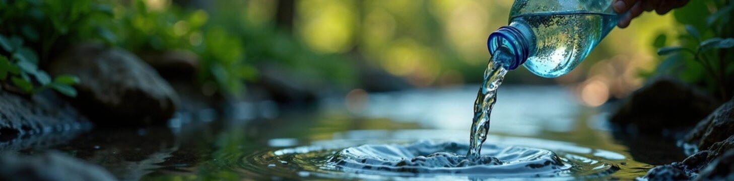 Gentle stream of artesian well water filling a bottle, water, gentle, flow