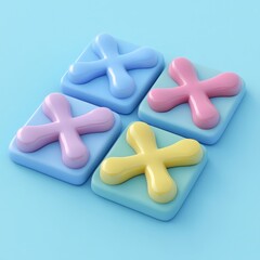 Fototapeta premium 3D Tic Tac Toe Game with Colorful Xs and Os