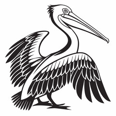 Pelican vector silhouette black design white background