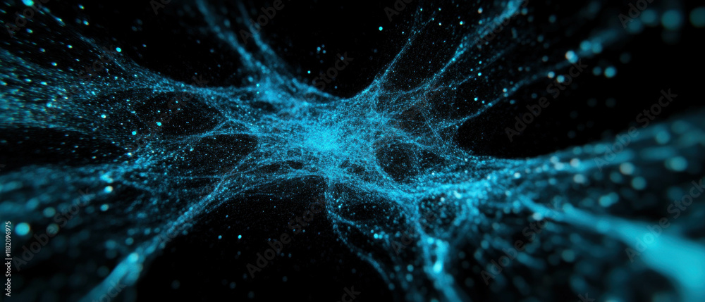 Aufkleber Dynamic spark particle simulation with realistic physics on a black background
