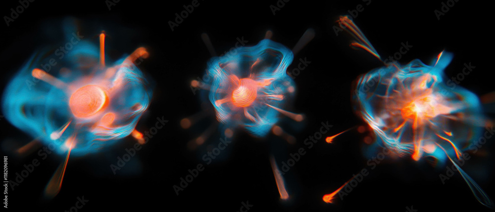 Aufkleber Spark patterns create an abstract display on a vivid black background