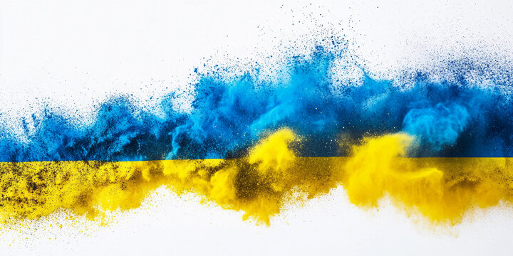 Bright colors swirl together in Ukrainian flag design