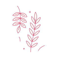 White Red Flat Minimalist Rounded Vector Leaf Isolated