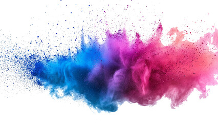 Colorful rainbow holi paint color powder explosion isolated white wide panorama background. Colorful vibrant rainbow Holi paint color powder explosion with bright colors isolated white background.