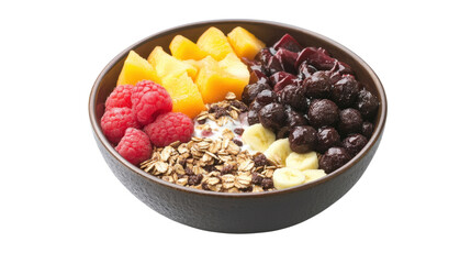 Colorful Bowl of Healthy Breakfast with Fresh Fruits, Oats, and Yogurt Perfect for Nutrition and Wellness Lifestyle