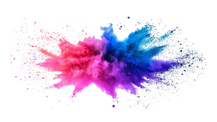 Colorful holi powder on white background. Colorful vibrant rainbow holi paint color powder explosion with bright colors isolated white background.