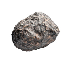 A Close-Up of a Rough, Dark-Gray Asteroid, Possibly a Meteoroid, Isolated on a Black Background
