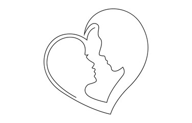 valentine's day one line art drawing,love shape line drawing