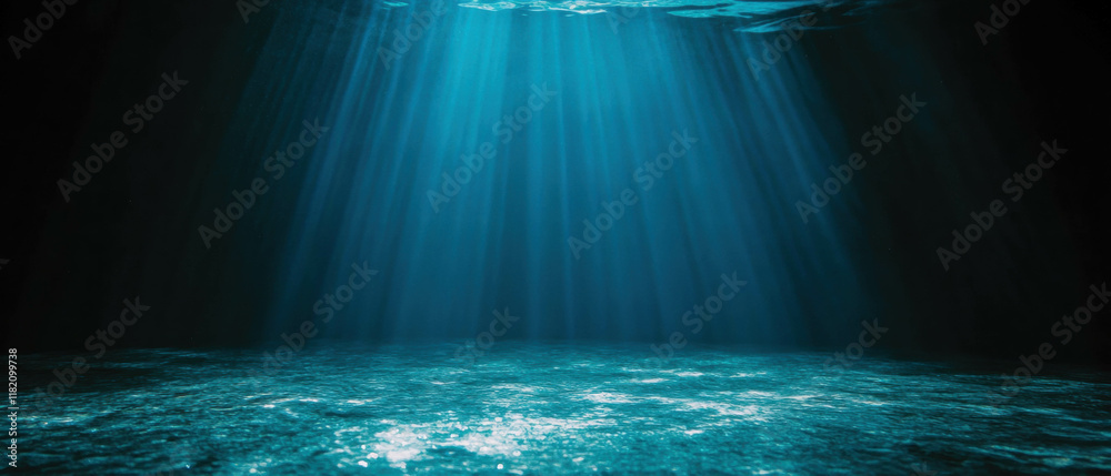 Poster spotlight shining on water creates mesmerizing reflections and sparkling patterns