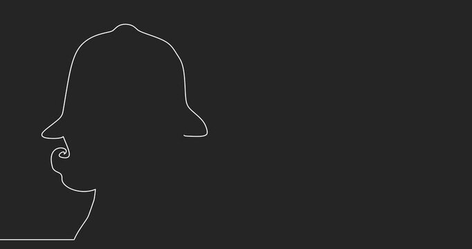 Metropolitan policewoman face side view icon. Elegant silhouettes of a female head. Avatar profile sign. Thin line style