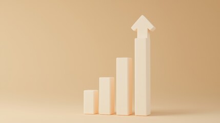 A 3D bar chart with seven rising columns highlighting economic growth, progress, or achievement