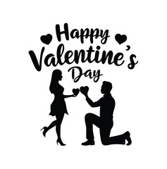  Happy valentine's day couple proposing vector silhouette