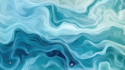 Fototapeta premium Abstract ocean ripple patterns digital art soft gradient blues and greens high detail tranquil visuals