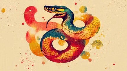 Chinese New Year 2025 sign featuring the iconic red and gold color scheme, with a stylized snake in the center.