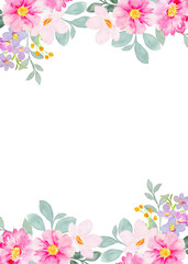 flower border watercolor for wedding, birthday, card, background, invitation, wallpaper, sticker, decoration