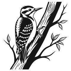 Woodpecker vector silhouette black design white background