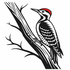 Obraz premium Woodpecker vector silhouette black design white background
