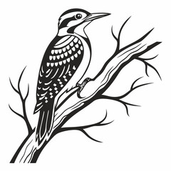 Woodpecker vector silhouette black design white background