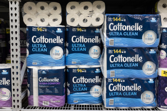 Cottonelle toilet paper display. Cottonelle is a high demand hygiene product before storms so people can stay clean.