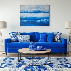 Stylish Blue Living Room Interior Design