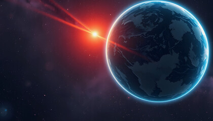 The planet earth in space, graphic novel art, with white tones