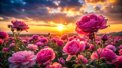 Obraz premium Silhouette of Roses at Sunset: Elegant Floral Art Photography