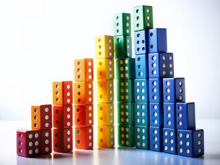 Silhouette of Stacked Dominoes on White Background - Intellectual Game