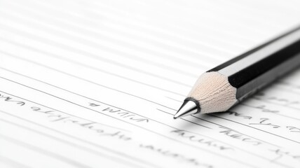 Pencil rests on lined sheet of paper with handwritten text