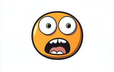 Fototapeta premium Vector illustration of a shocked face emoji, with wide eyes and an open mouth, in a simple clip art style on a white background. 