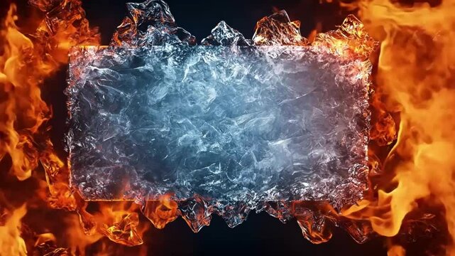 ice frame with fire burning surround
