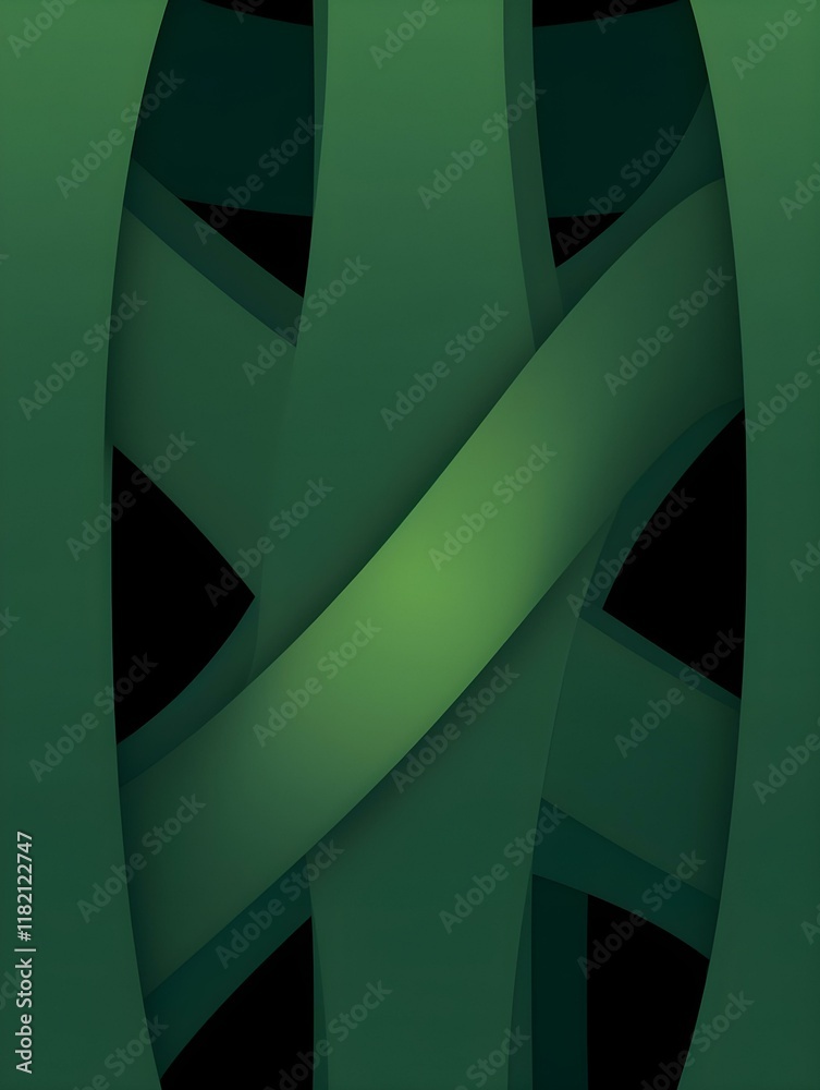 Aufkleber abstract geometric pattern with overlapping, intersecting green shapes creating a dynamic and intric