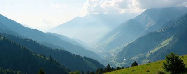 Fog rolling over mountain ranges soft focus valleys below, mountain range, natural scenery