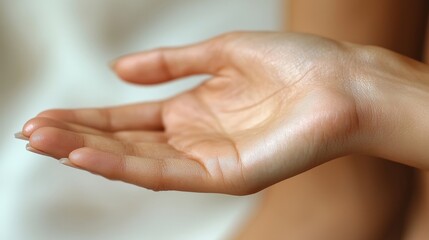 Fototapeta premium Golden retriever with its tongue out, eagerly engaging with a hand, showcasing its friendly disposition and excitement