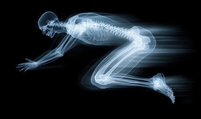 Fototapeta premium Joint pain or injury while running. Xray of training athlete with sport accident, Generative AI