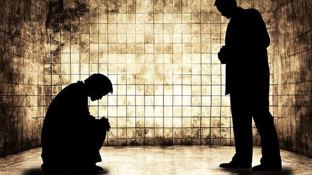 of a homeless person being ignored by a well-dressed passerby, symbolizing class discrimination. | [Racial and Class Discrimination]:[Social problems] 