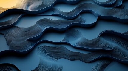Obraz premium A piece of art with blue, undulating lines set against a solid blue background