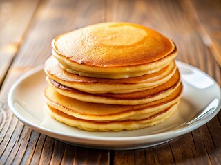 Single Fluffy Golden Brown Pancake Breakfast Food Stock Photo