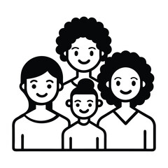 Smiling afro family celebrating international women's day at home line art on white background