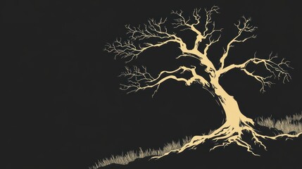 A Bare Tree Stands Against A Dark Background