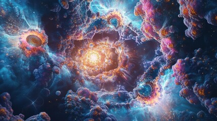 Fototapeta premium Celestial Nebula Cosmic Cloudscape Glowing Brilliantly