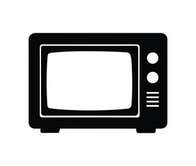 television silhouette vector, tv icon symbol, Old television tv retro vintage icon silhouette minimalist clipart illustration, Retro old tv vector silhouette, Old tv vector silhouette isolated.