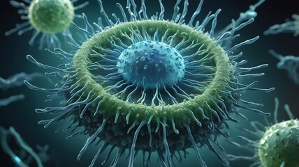 Obraz premium Human Metapneumovirus Under Electron Microscope