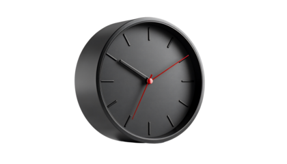 A contemporary timepiece with a colored hand on a dark backgroun