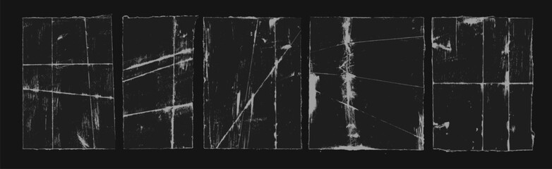 Obraz premium Grunge folded paper pages overlay collection with brush strokes. Vintage grunge paper with crumpled texture.