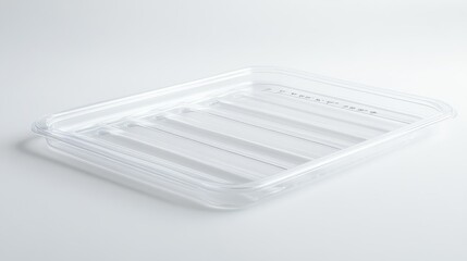 Transparent Plastic Tray on White Background