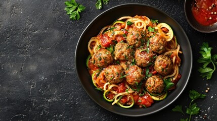 Delicious Meatballs with Zucchini Noodles and Marinara Sauce