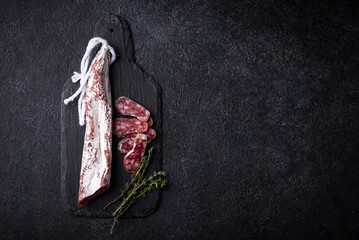 Salami sausage fuet with spice