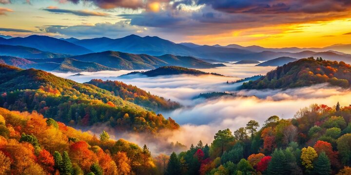 Smoky Mountains Foothills Parkway West Mist Shrouded Valley Scenic View