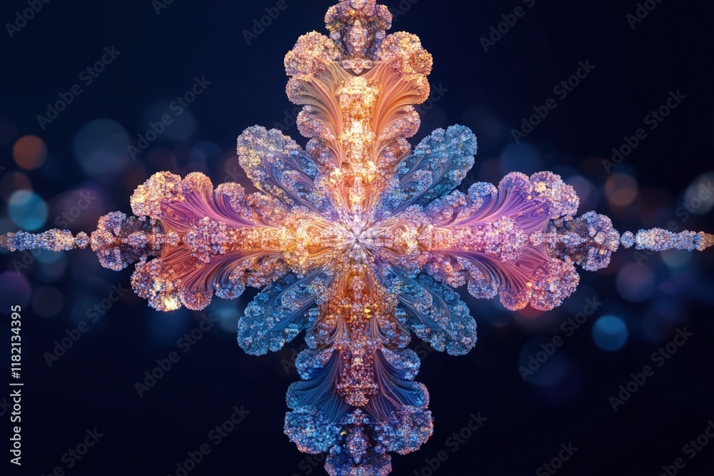 Wall mural vibrant abstract fractal design with colorful swirls and shapes for modern artistic projects.