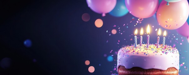 Whimsical birthday bash with candlelit cake festive celebration indoor setting magical atmosphere close-up view joyful concept